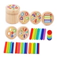 thumbnail image 4 of Juego de dados cilíndricos, juguetes de viaje, madera, colores, formas, clasificación, juguete para niños de 2 a 3 años 6 en 1, 4 of 8