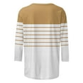 thumbnail image 5 of Shirts for Women under $5 3/4 Sleeved Round Neck Loose Blouses Printed T-Shirt Khaki, 5 of 5