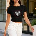 thumbnail image 2 of Women's Summer Cropped T Shirts Funny Graphic Print tees Short Sleeve Casual Crop Tops, 2 of 7