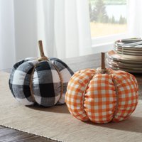 Way To Celebrate Plaid Fabric Pumpkins, 2 Count