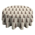thumbnail image 4 of Brown Christmas Tree Pattern Round Tablecloth 60"x60",Wrinkle Wipeable Table Cloth for Kitchen Dining Room Picnic Patio Party, 4 of 6
