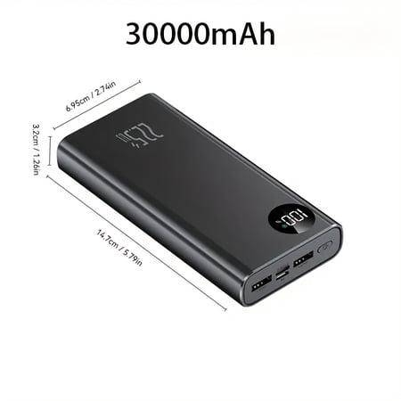 Portable Power Bank 30000mAh High-capacity Power Bank Featuring An Integrated Torch,LED Battery Indicator,Type-C/Micro/USB Ports.A Portable Emergency Power Solution with Rapid Charging Capabilities