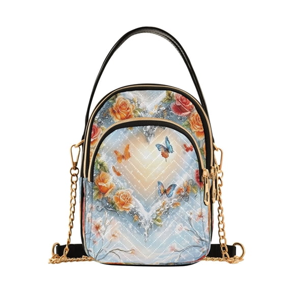 YAZAOO Cross Body Fashion Shoulder Waist Purse Bags Rose Heart Painting Pocket Handbags