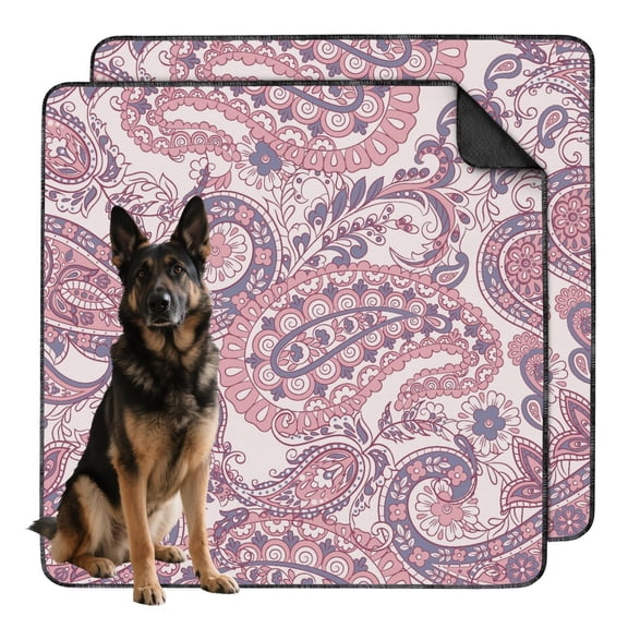 Decorative 48"x48" Paisley Dog Pee Pad, Non-Slip Washable Mat for Pet Containment Areas and House Training New Puppies.