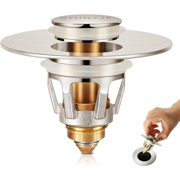 Hair Catcher Bathroom Sink Stopper Universal Pop Up Drain Strainer US 1.1-1.5 inch Anti Clog Silver