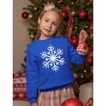 thumbnail image 2 of Big White Snowflake Kids Long Sleeve T-Shirt Ugly Christmas Sweater Style Medium Blue, 2 of 5