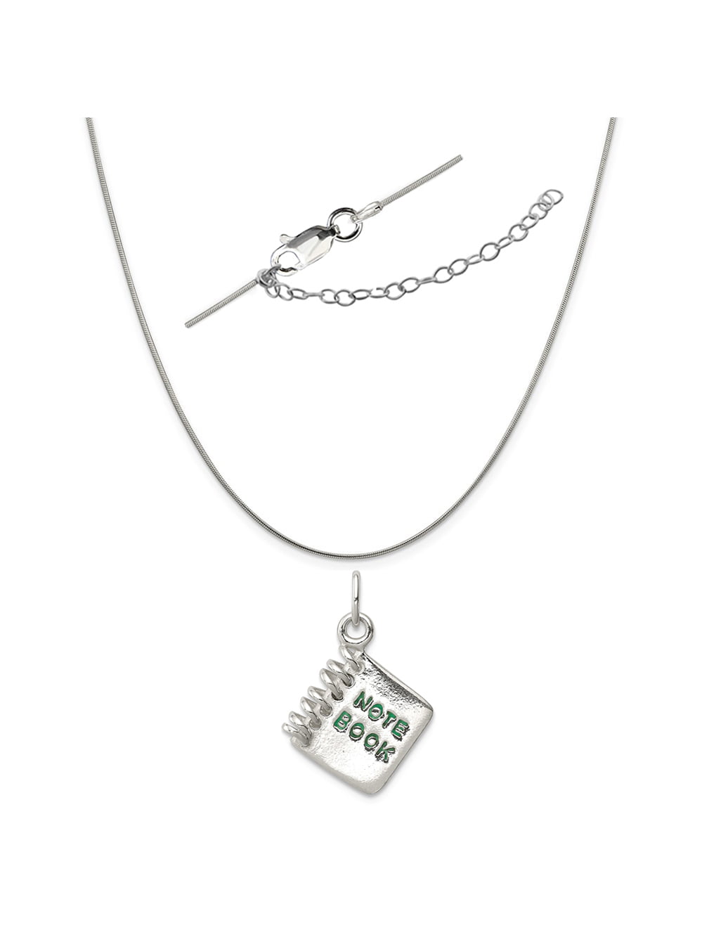 Sterling Silver Musical Note Polished Charm on a Sterling Silver Cable Snake or Ball Chain Necklace