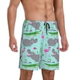 thumbnail image 2 of Pofeuu Hippo With Flamingos And Crocodiles Print Men's Soft Woven Elastic Waistband Sleep Pajama Short-XX-Large, 2 of 6