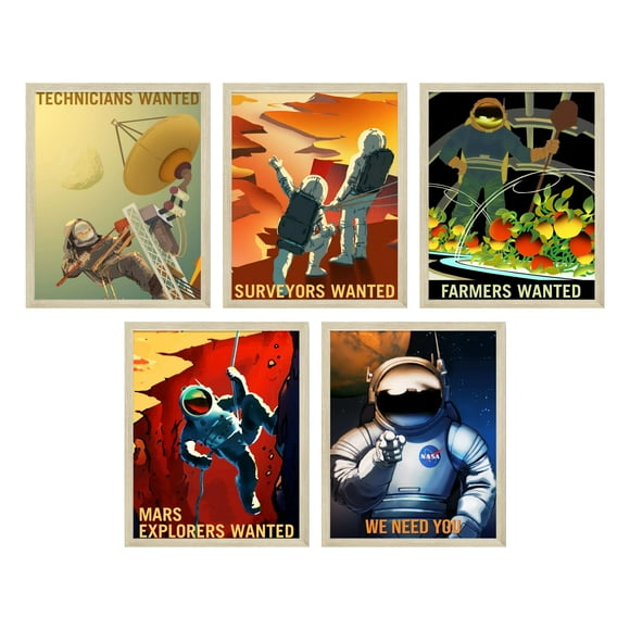 TnT Prints TmO2 NASA Recruitment Posters - Space Poster Space Wall Art NASA Poster Mars Planet Space Art Vintage Space Poster NASA Posters Space Posters for Bedroom - Unframed Set of 6 (8x10)