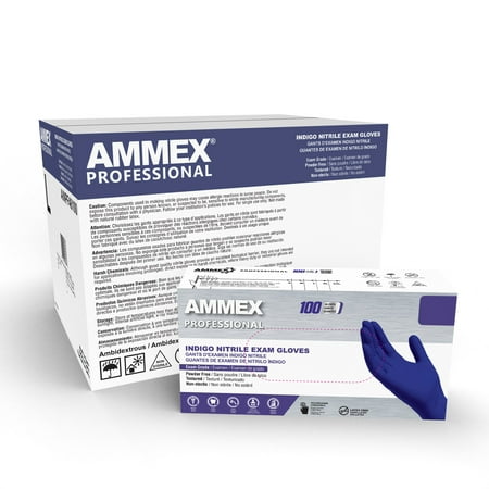

AMMEX Indigo Nitrile Disposable Exam Gloves 3 Mil Medium 1000/Case