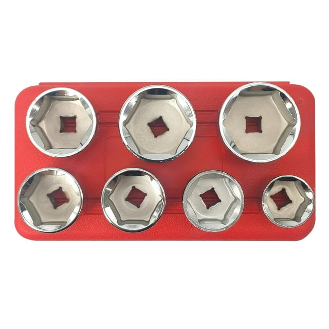 Herramienta de extracción de zócalo de de aceite 24 mm, 27 mm, 29 mm, 30 mm, 32 mm, 36 mm, 38 mm de 7 piezas con estuche de plástico Zulema llave de tubo de extracción