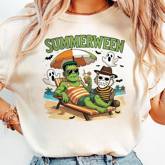 Retro Summer Halloween Png, Funny Summerween Png, Racoon Summer Png, Halloween Shirt TH070603