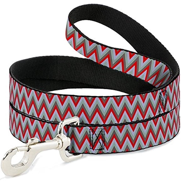 Buckle-Down "Zig Zag White Tan Gray Red" Dog Leash
