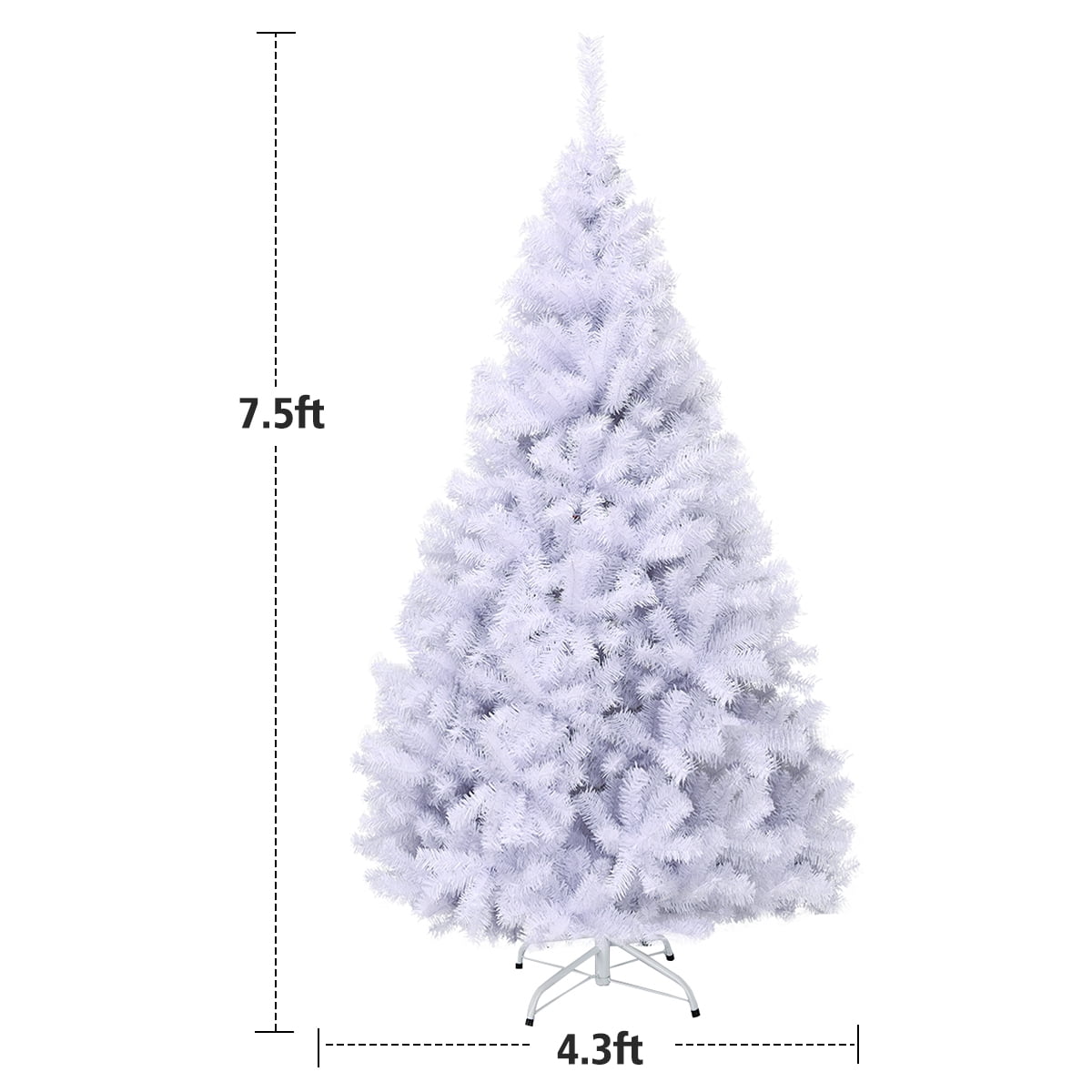 Gymax 7.5ft White Christmas Tree Classic Pine Tree PVC Material Thicken Tips(White)