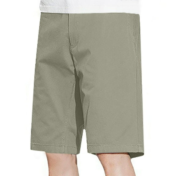 HOOMEUMY Men's Summer Shorts Solid Color Straight Fit Lightweight Breathable Quick Dry Beach Shorts with Pockets Green 31