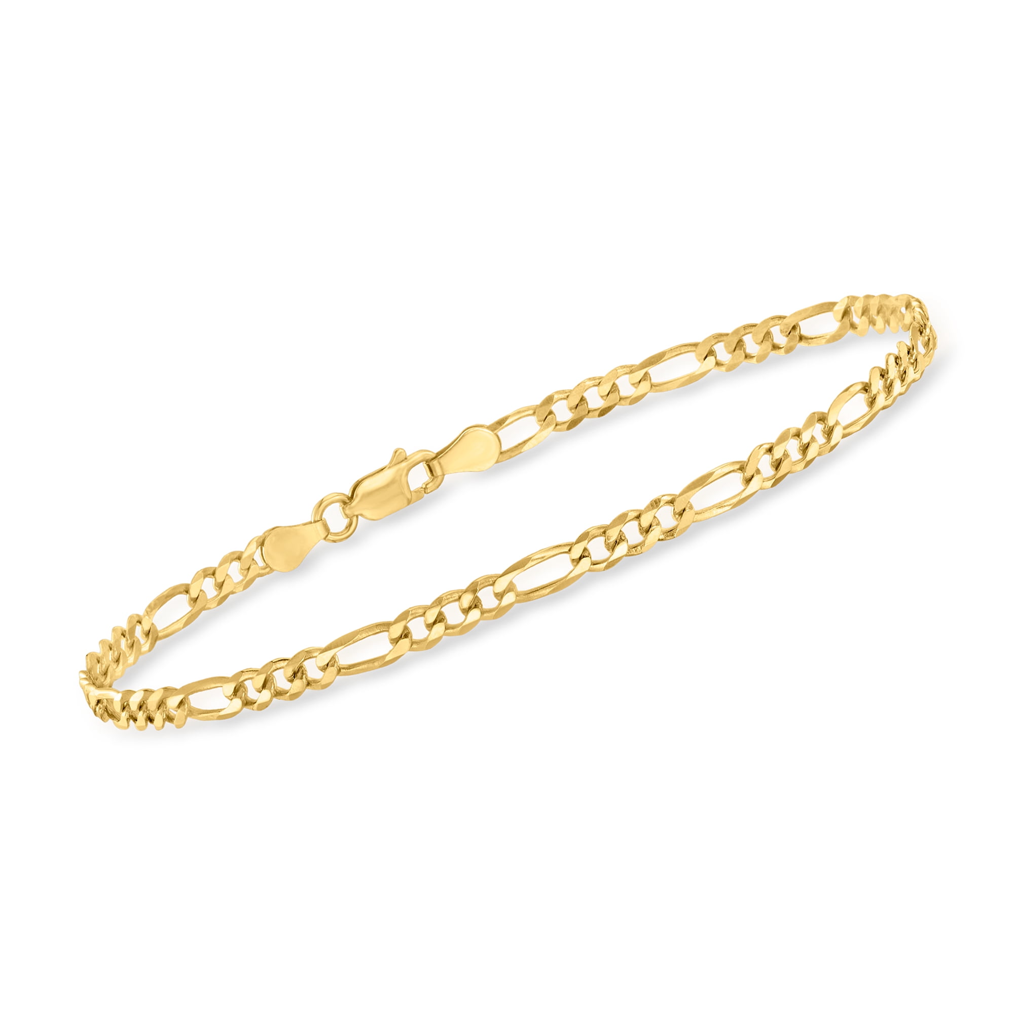 Ross-Simons Italian 3.5mm 18kt Gold Over Sterling Figaro-Link Anklet, Women's, Adult