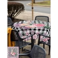 thumbnail image 4 of Easter Bunny Roses Outdoor Tablecloth - 54x54 Inch Square Dining Table Cover, Pink Floral Spring Black Buffalo Plaid Waterproof Outdoor Table Cloth with Umbrella Hole & Zipper for Picnic/Patio/Party, 4 of 7