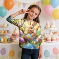 thumbnail image 6 of PWPSG Happy Easter Day Shirt for Kid 3D Graphic T Shirts Cute Easter Eggs & Bunny Rabbit Prints Tops 3/4 Sleeve Crewneck Blouses Spring Fall Outfits for Girl Multicolor 5 Years, 6 of 9