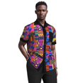 thumbnail image 3 of Xiaohuagua African Shirts for Men Wax Print Short Sleeve Button Down Shirt Summer Vacation Casual Wear, 3 of 5