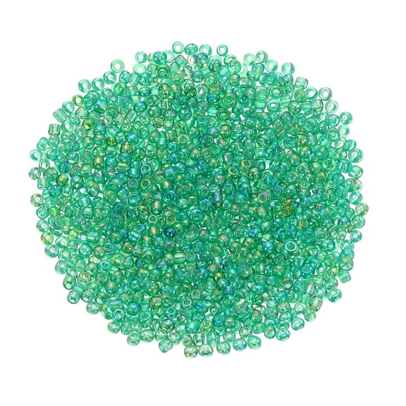 1600Pcs Glass Seed Beads, 2mm 11/0 Loose Mini Beads with Hole, Bulk Craft Spacer for Jewelry Making, Green AB