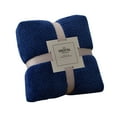 thumbnail image 2 of Blankets And Throws The New Coral Blanket Flannel Solid Color Office Lunch Break Blanket 100*150cm Dark Blue Giyblacko, 2 of 2