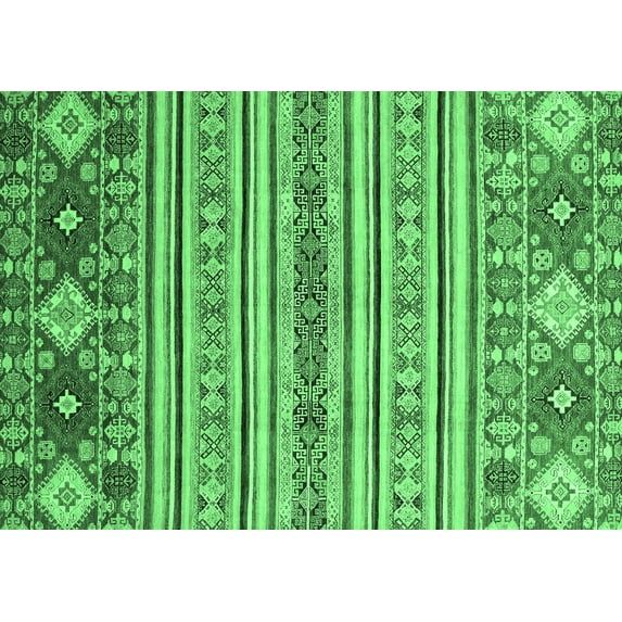 Ahgly Company Indoor Rectangle Oriental Emerald Green Modern Area Rugs, 2' x 4'