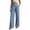 #04 Blue 【Mix & Match: Stock Up on Your Favorite Colors】, variant on Women's Casual Loose Fit Long Pants in Soft Flowing Drape, Pull On Elastic Waist Comfortable Solid Color, Polyester Lightweight Everyday Wear, Versatile for Work, Office, Lounge,