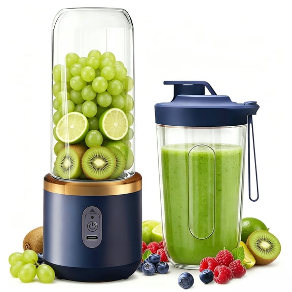 cisilov Personal Portable Blender for Smoothies & Shakes, USB-C Rechargeable Compact Juice Mixer with 13.5oz Travel Cup, for Gym, Travel, Home, Blue
