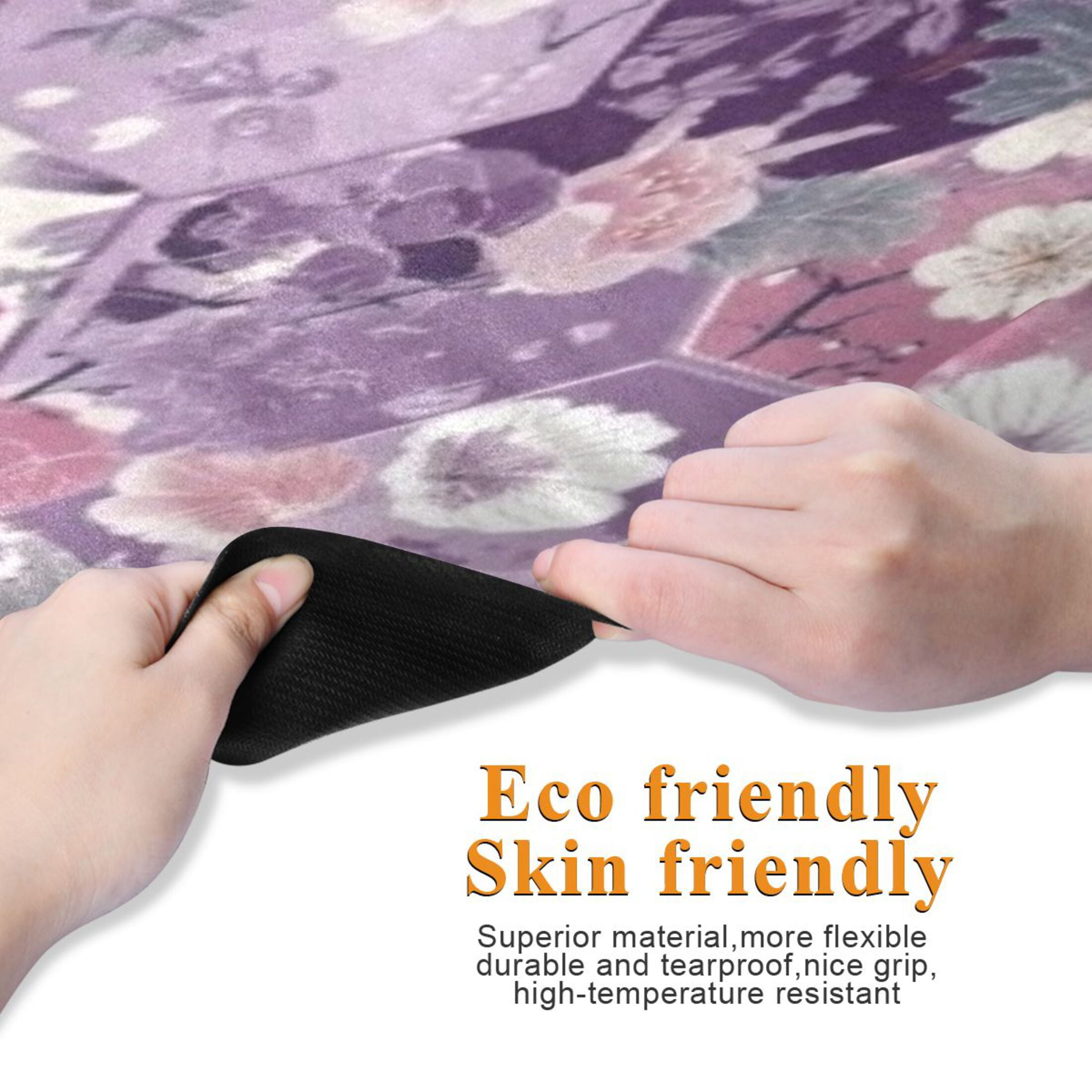 BZSMCE Yoga Mat Women Fitness Mat Purple Hexagon Floral Pattern