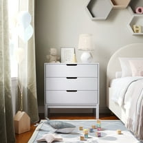 Flash Furniture Wooden 3-Drawer Dresser for Bedroom, Chest of Drawers for Kids in White