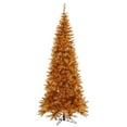 thumbnail image 1 of Vickerman 6.5' Copper Tinsel Fir Slim Artificial Christmas Tree, Warm White Dura-lit LED Lights, 1 of 2