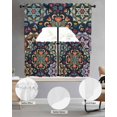 thumbnail image 2 of Vintage Flower Swag Kitchen Curtains Sets for Windows 24 Inch Length, Boho Abstract Colorful Ethnic Floral Short Window Curtain Panels Swags Valances and Tiers 3 Piece Set for Cafe/Dining Room, 2 of 5
