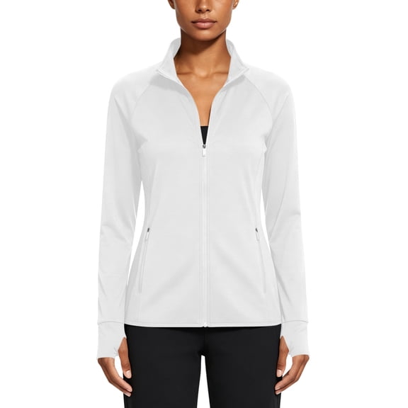 biudgviw Women's Athletic Jackets Sun Protection Full Zip Long Sleeve Shirts Lightweight Stand Collar Workout Tops with Thumb Hole