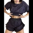 thumbnail image 2 of Conjunto de Pijama Estampado para Mujer: Jersey de Corta y Pantalón Corto Negro M, 2 of 9