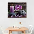 thumbnail image 2 of ONETECH Canvas Wall Art - Purple Orchid and Calming Candles with Zen Stones - Modern Wall Decor Gallery Canvas Wraps Giclee Print Stretched and Framed Ready to Hang 20\x16\, 2 of 4