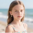 thumbnail image 5 of 925 Sterling Silver CZ Seashell Hoop Earrings for Women Teens Starfish Huggie Earrings Dangle Beach Earrings, 5 of 9