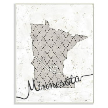 Stupell Industries Minnesota Patterned Grey US State Design Wall Plaque by Ziwei Li