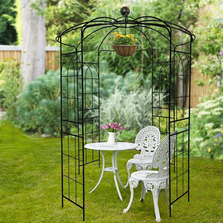 Metal Garden Arch Iron Garden Arbors Gazebo Dia81.3'' x Metal Garden Arch Iron Garden Arbors Gazebo Dia81.3'' x