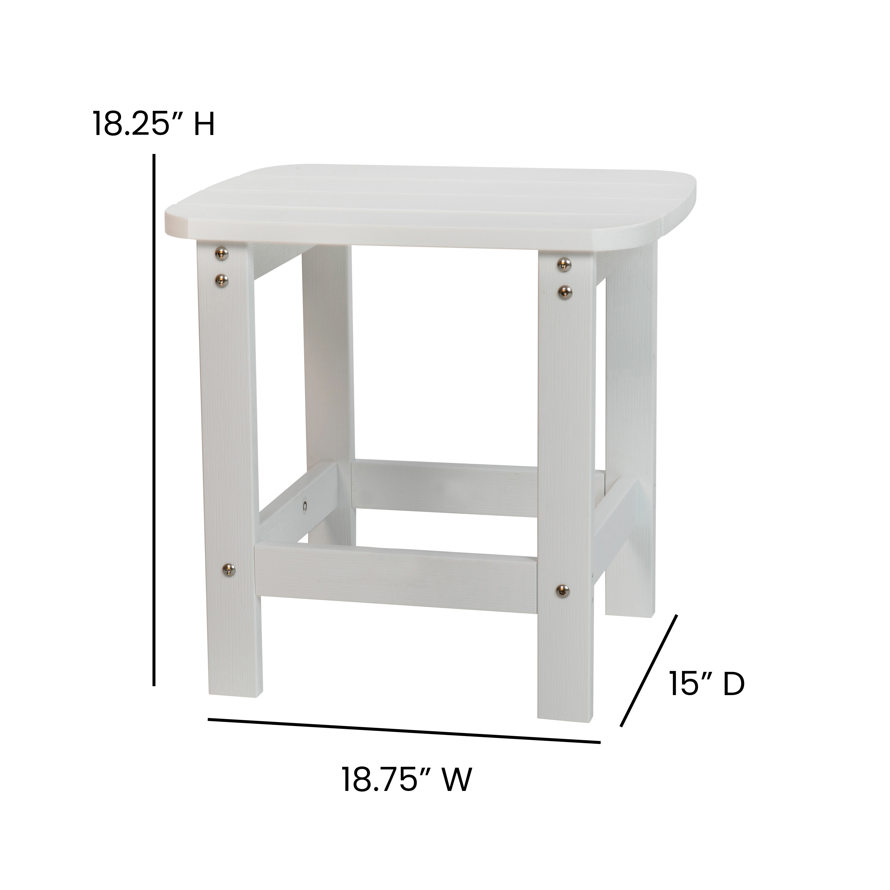 BizChair All-Weather Poly Resin Wood Commercial Grade Adirondack Side Table in White - image 5 of 9