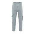 thumbnail image 4 of JTieacloth Mens Cargo Pants Men's Loose And Casual Trouser Pant Soild Color Tethered Waistband Sport Loose Long Trousers With Pockets Gray, 4 of 5