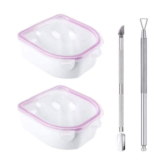 2 tazones para de uñas/esmalte en gel/removedor de polvo/profesional con empujador de cutículas y Rosa Yuyangstore Cuenco para remojo de uñas
