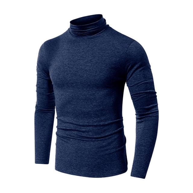 Chemise à Manches Longues pour Hommes, Col Roulé, Couleur Unie, Automne/hiver