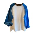 thumbnail image 1 of Baberdicy Plus Size Color Block T-Shirts - 2025 Long Sleeve Loose Tops (Spring/Autumn Layering Essentials, Casual Base Shirt) Blue L, 1 of 3