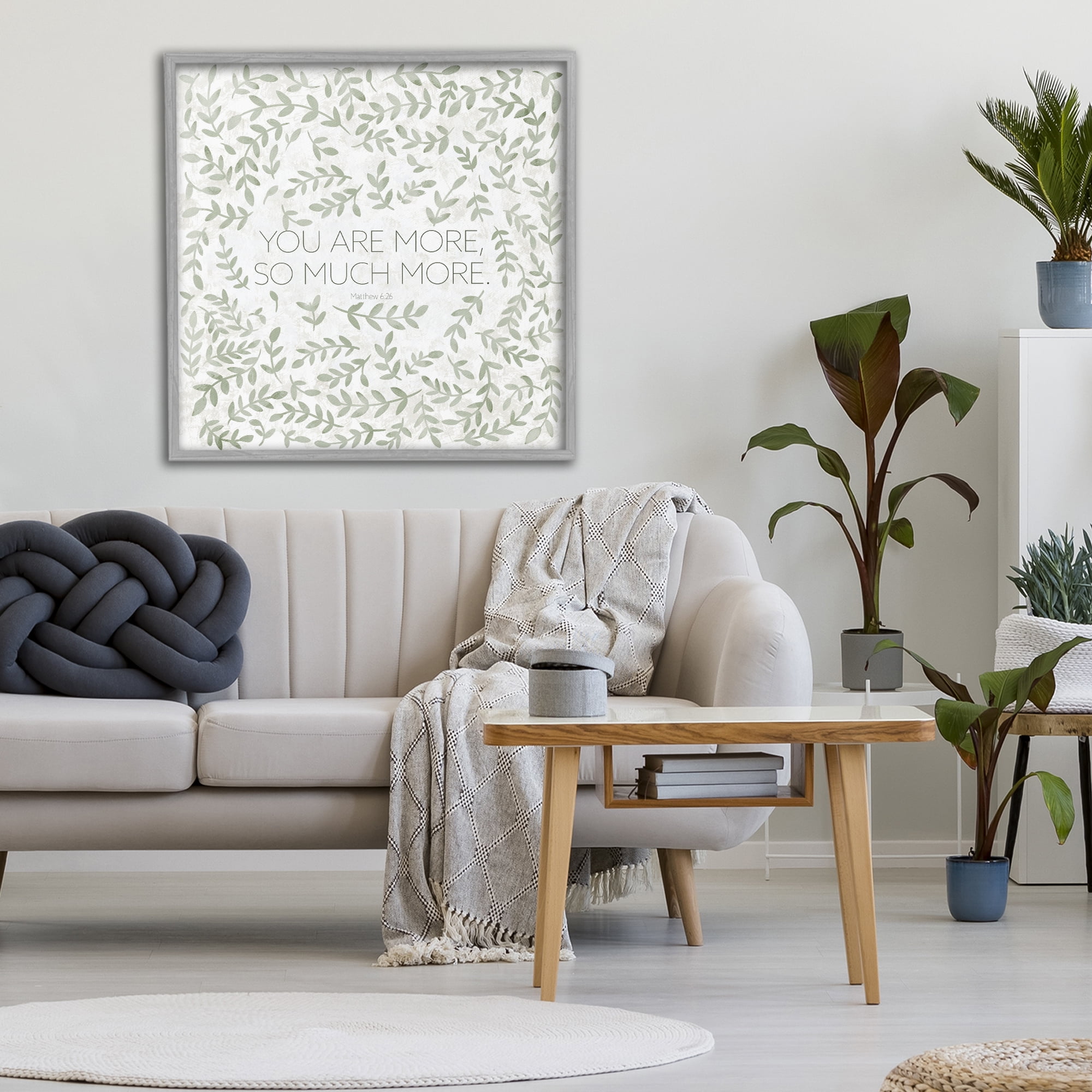 Stupell Industries Curved Ivy Sprigs Proverb Gray Framed Giclee Art, design by SD Graphics Studio
