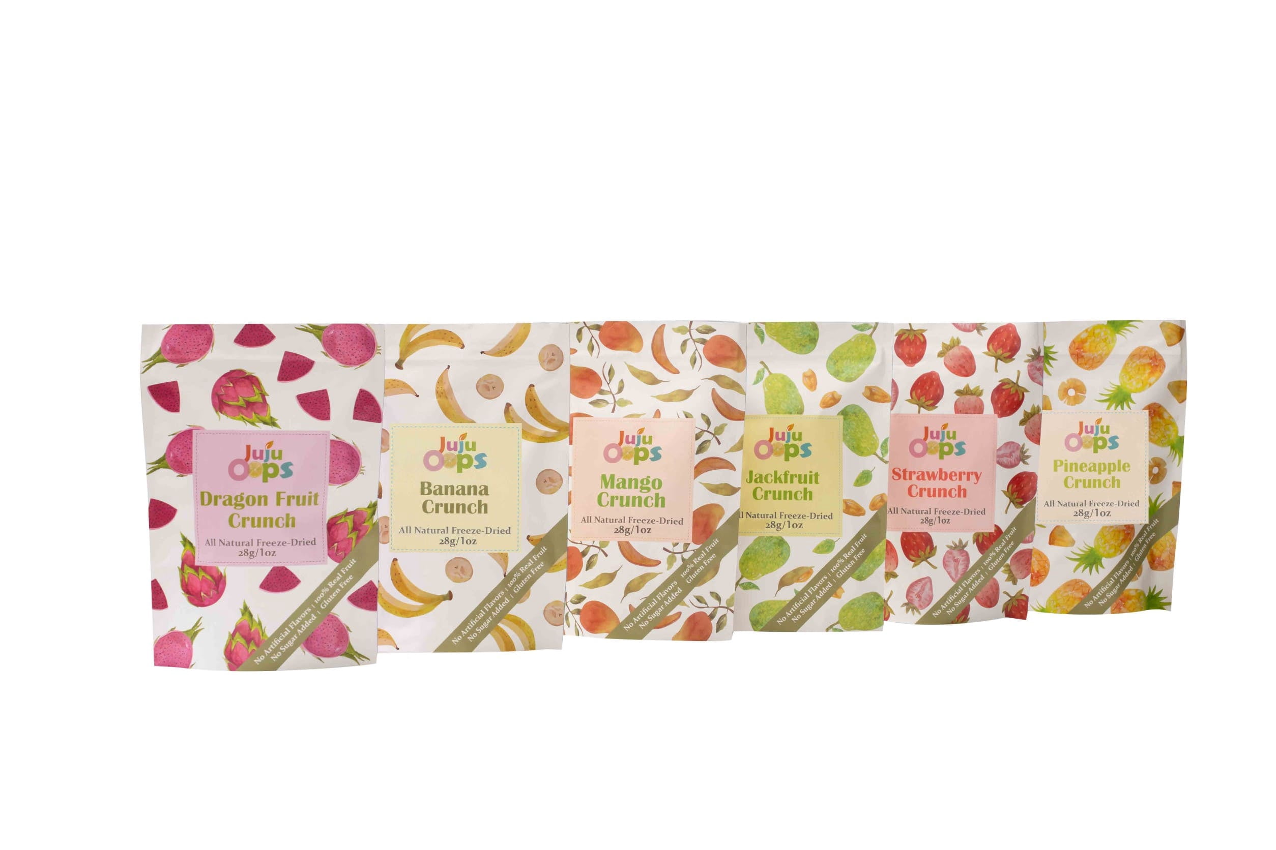 Freeze-Dried Mixed Fruit | Strawberry, Banana, Mango, Dragon Fruit, Jackfruit, Pineapple |  1  Ounce, 12 Pack