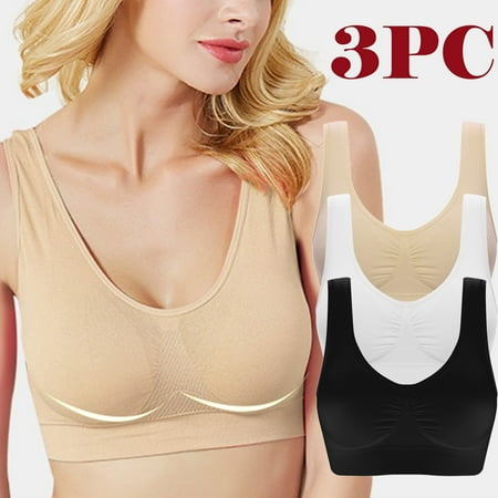 

Fankle 3-Pack Seamless Sports Bra Wirefree Yoga Bra with Removable Pads for Women Cute Crop Tops For Women