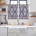 thumbnail image 2 of Orange Blue Boho Kitchen Curtains Short 45 Inch Length, Ethnic Geometric Middle Century Art Grommet Top Bedroom Living Room Curtains, Light Filtering Cafe Curtain Drapes 2 Panels Set 84''x45'', 2 of 9