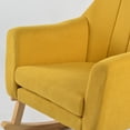 thumbnail image 7 of High-back Wide Rocking Chair, Upholstered Glider Nursery Chair Reading Chair Patio Rocking Chair with Breathable Fabric, Glider Rocker Bucket-shaped Seat with Solid Wood Base for Living Room, Yellow, 7 of 7