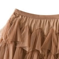 thumbnail image 2 of SWSMCLT Women's Vintage Fall Calf Length Chiffon Pleated Skirt Long Tutu Skirt Ruffle Mesh High Waist Bubble Skirt Khaki Small-Large, 2 of 4