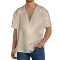 thumbnail image 3 of KLL Brown Gingham Print Men's Shirt Short Sleeve Button Down Summer Cuba Beach Shirts- X-Large, 3 of 7